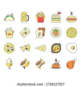 Collection of cartoon food icon vector