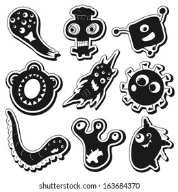 Collection of cartoon funny vector monsters silhouettes