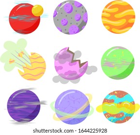 A Collection of Cartoon Illustration Planets As Vectors Some Exploding