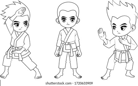 Collection of cartoon kid used for coloring book 