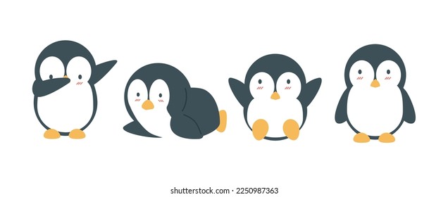 Collection of cartoon penguin doodle