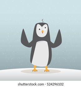 Collection of cartoon penguin isolated on great background. Vector Illustration