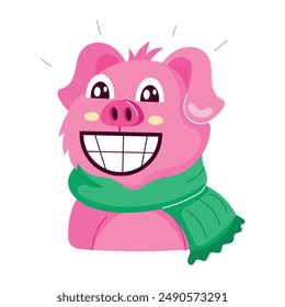 Collection of Cartoon Pig Flat Stickers 

