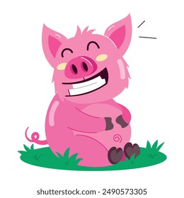 Collection of Cartoon Pig Flat Stickers 

