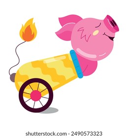 Collection of Cartoon Pig Flat Stickers 

