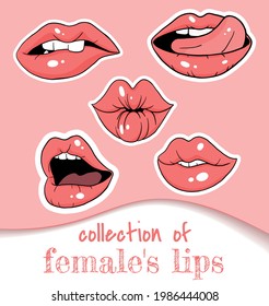 collection of cartoon red lips