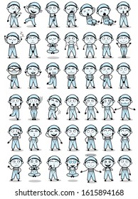 Collection of Cartoon Repairman Poses - Set of Various Concepts Vector illustrations