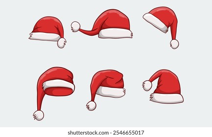 Collection of Cartoon Santa Hats for Christmas Season