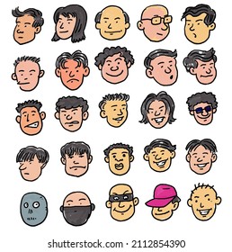 Colección de caricaturas de rostros humanos