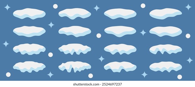 collection of cartoon snow elements. winter ornament design