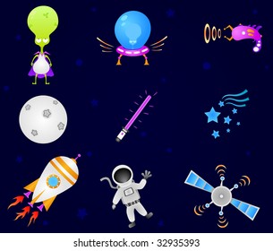 a collection of cartoon space