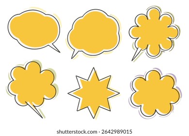 Collection of Cartoon Speech Bubbles in Yellow