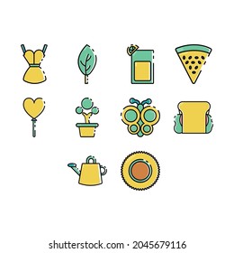 collection of cartoon spring season icon vector