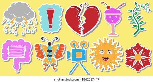 collection of cartoon stickers design vector