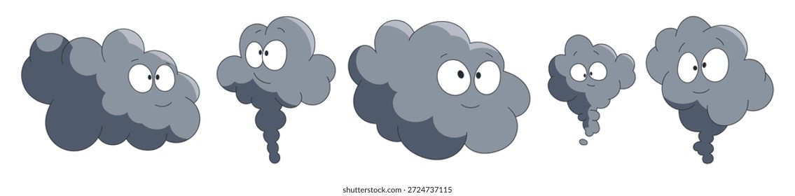 colección de las nubes grises del estilo de la historieta con caprichoso