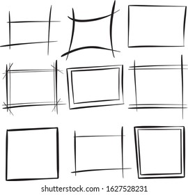 A Collection of Cartoon Style Vector Illustration Frames or Borders