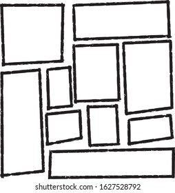 A Collection of Cartoon Style Vector Illustration Frames or Borders