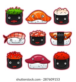 Collection of cartoon sushi.