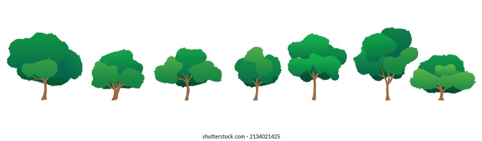 Collection of cartoon trees illustrations. Can be used to illustrate any nature or healthy lifestyle or ecology theme. 