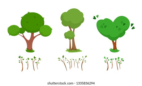 Collection of cartoon trees and sprouts
Vector elements on white background.
