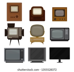 Collection of cartoon TV on white background.