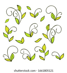 Kollektion Cartoon-Zweige. Vektorillustration handgezeichnet doodle Illustration