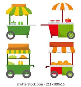 Collection of cartoon various market cart for graphic designer vector illustration