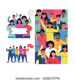 collection of cartoon vector images of people, gathered, lined up, top view. perfect for backgrounds, social media, wallpapers and more