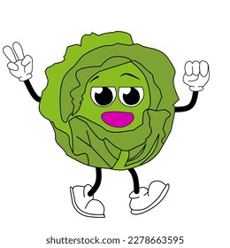 Kollektion von Gemüsespezialitäten. Cute-Kohl auf weißem Hintergrund für Kinderbuch, Vektorgrafik.