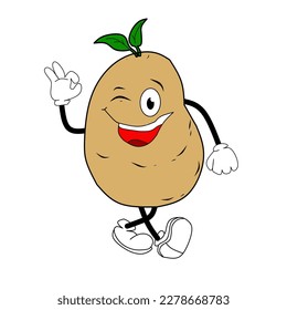 Collection of cartoon vegetable characters. Cute potato on white background element for children's book vector illustration.