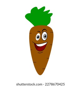 Collection of cartoon vegetable characters. Cute carrot on white background element for children's book vector illustration.