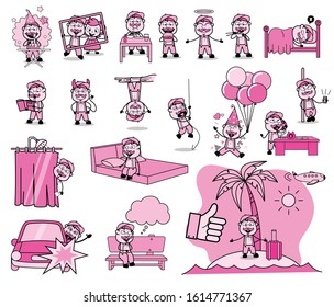 Collection of Cartoon Vendor Character - Set of Different Concepts Vector illustrations
