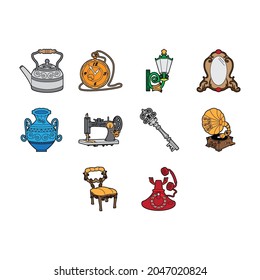 collection of cartoon vintage object icon vector
