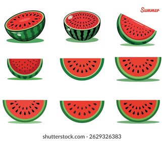 Collection of Cartoon Watermelon Slices for Summer Designs