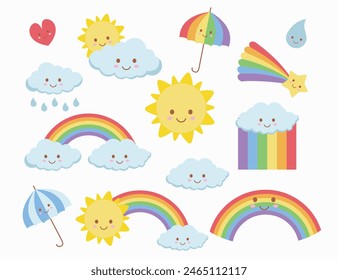 Collection of cartoon weather signs Vector