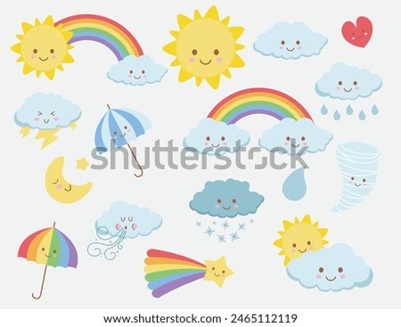 Collection of cartoon weather signs Vector
