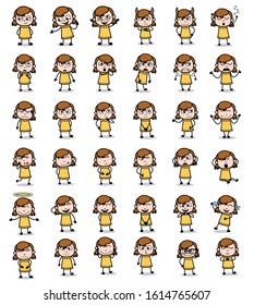 Collection of Cartoon Young Teen Poses - Set of Concepts Vector illustrations