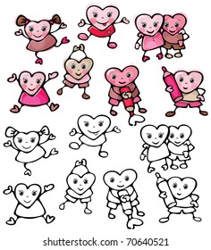 Collection of  cartoons  hearts.