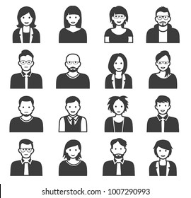 Collection of cartoons - human heads, avatars. Can be used as sample profile pictures.