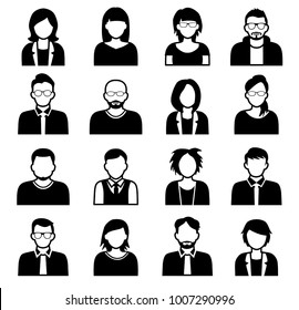 Collection of cartoons - human heads, avatars. Can be used as sample profile pictures.