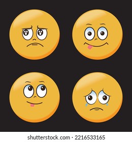 A collection of cartoons with various facial expressions. A set of emojis with different face shapes and expressions
