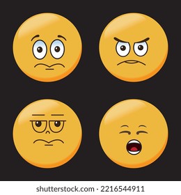 A collection of cartoons with various facial expressions. A set of emojis with different face shapes and expressions
