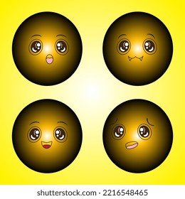 A collection of cartoons with various facial expressions. A set of emojis with different face shapes and expressions

