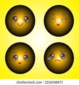 A collection of cartoons with various facial expressions. A set of emojis with different face shapes and expressions

