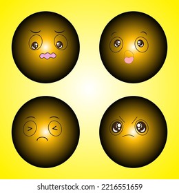 A collection of cartoons with various facial expressions. A set of emojis with different face shapes and expressions
