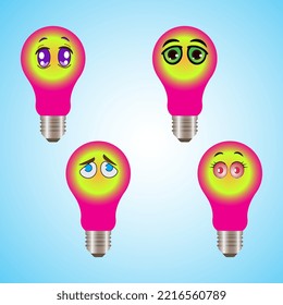 A collection of cartoons with various facial expressions. A set of emojis with different face shapes and expressions
