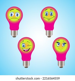 A collection of cartoons with various facial expressions. A set of emojis with different face shapes and expressions
