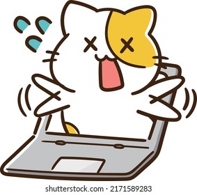 A collection of cartoon-style handwritten illustrations of kittens in a hurry after failing