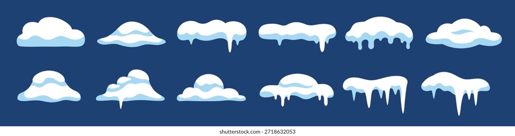 colección de Elementos de nieve y carámbanos de dibujos animados para 