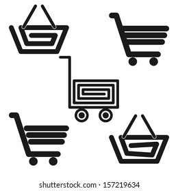 collection of carts and baskets for shopping and sale